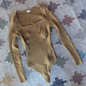 Abercrombie & Fitch Ribbed Mustard Bodysuit